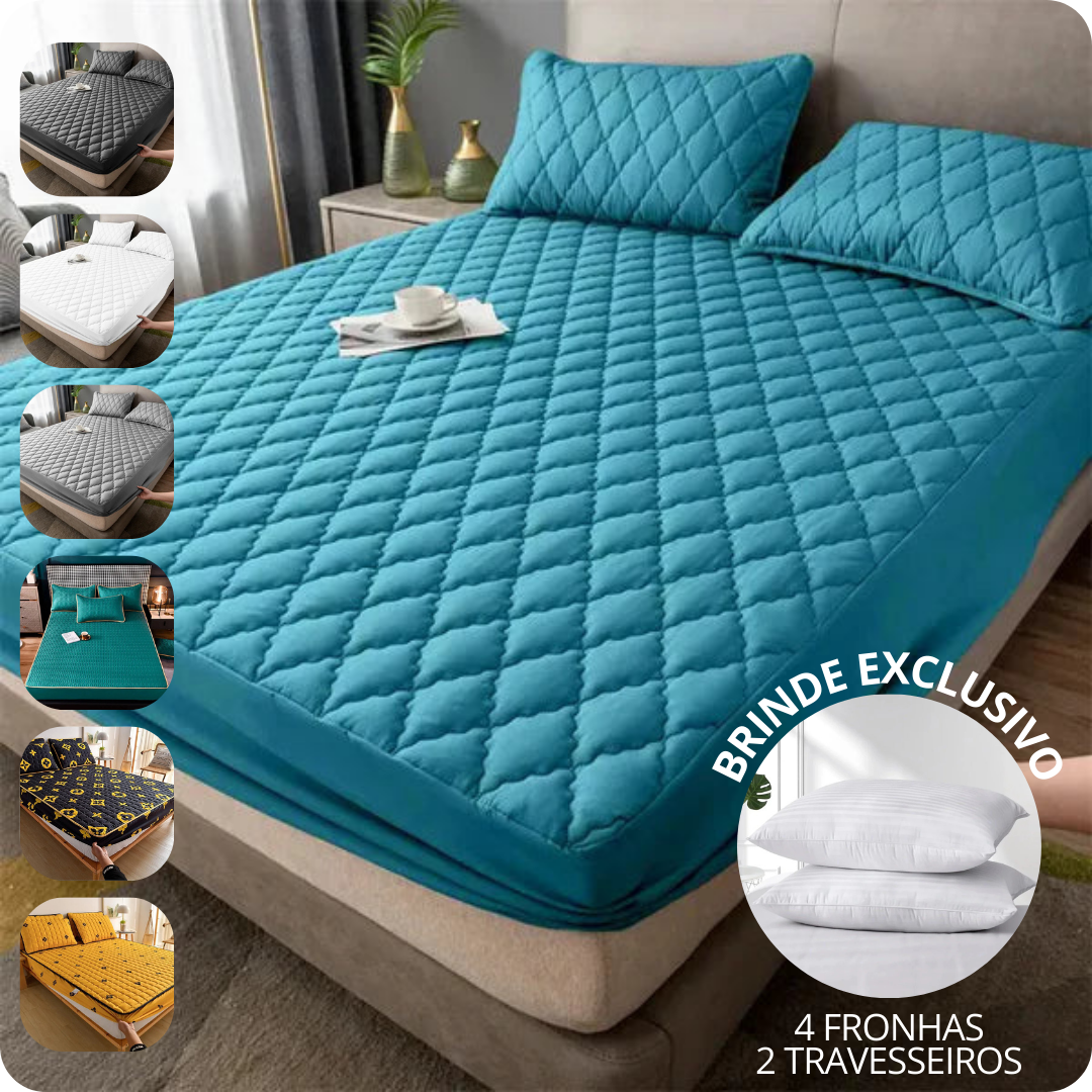 (QUEIMA DE ESTOQUE) Capa Para Colchão Impermeável + 4 Fronha de Brinde