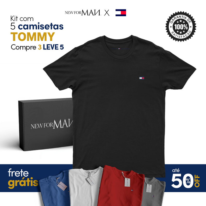Kit 5 Camisetas Tommy Hilfiger + 3UN Cuecas Boxer de Brinde