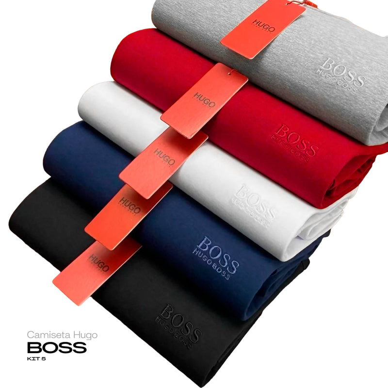 Kit 5 Camisetas Hugo Boss - Pague 3 e Leve +2 de Brinde