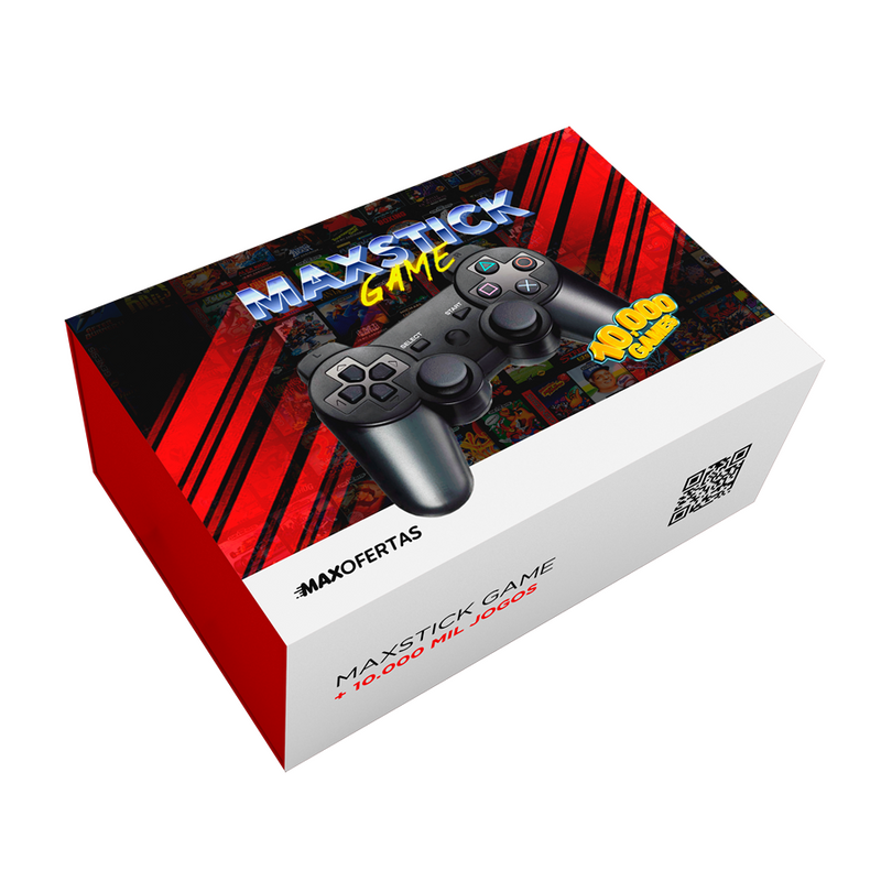 Game MaxStick®- 10.000 Jogos + Brinde 2 Controles Sem Fio